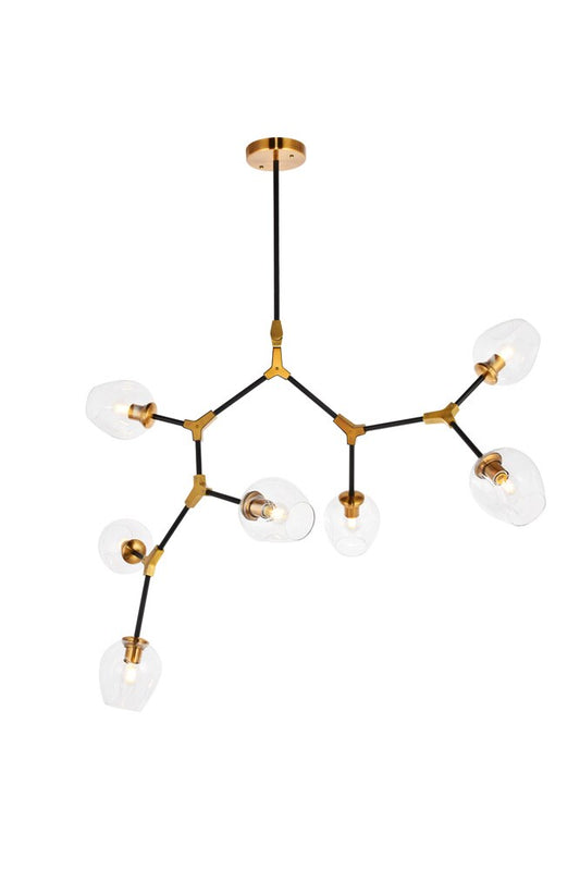 Elegant Furniture & Lighting - Cavoli 7 light in Light Antique Brass and Flat Black Pendant - 1712G57LAB veiw 1