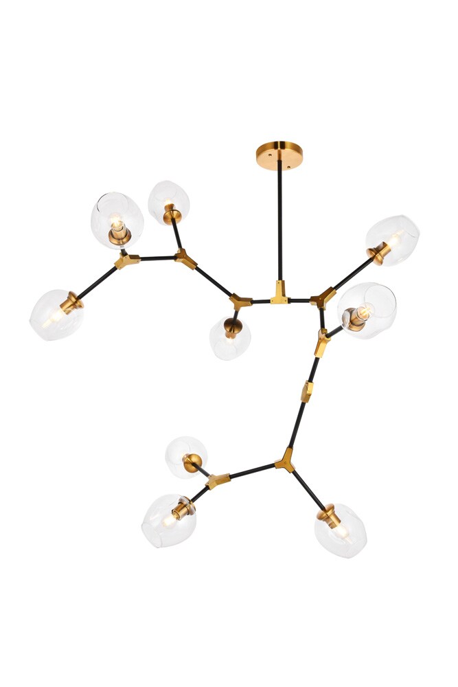 Elegant Furniture & Lighting - Cavoli 9 light in Light Antique Brass and Flat Black Pendant - 1712G79LAB veiw 1