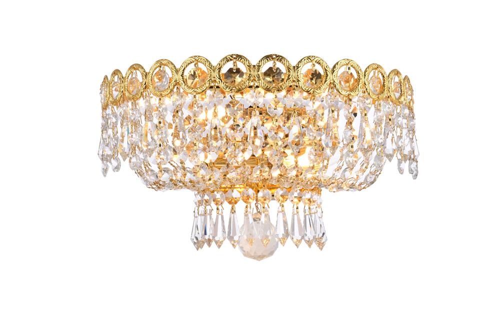 Elegant Furniture & Lighting - Century 2 light Gold Wall Sconce Clear Royal Cut Crystal - V1900W12G/RC veiw 1