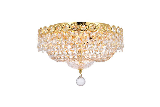 Elegant Furniture & Lighting - Century 4 light Gold Flush Mount Clear Royal Cut Crystal - V1900F14G/RC veiw 1