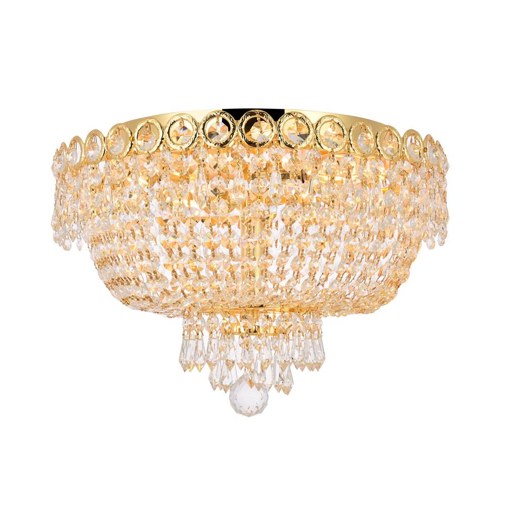Elegant Furniture & Lighting - Century 4 light Gold Flush Mount Clear Royal Cut Crystal - V1900F16G/RC veiw 1