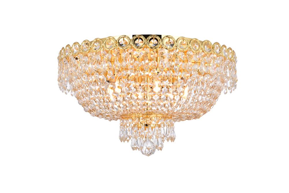 Elegant Furniture & Lighting - Century 6 light Gold Flush Mount Clear Royal Cut Crystal - V1900F18G/RC veiw 1