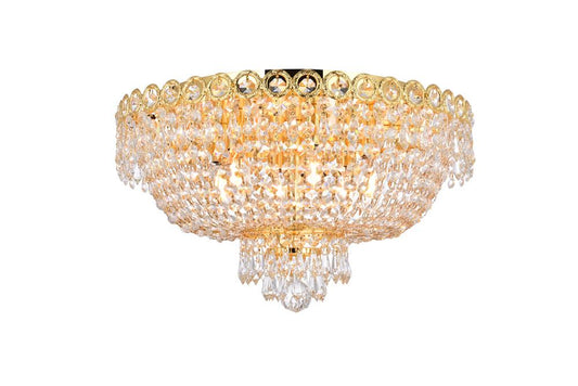 Elegant Furniture & Lighting - Century 6 light Gold Flush Mount Clear Royal Cut Crystal - V1900F18G/RC veiw 1