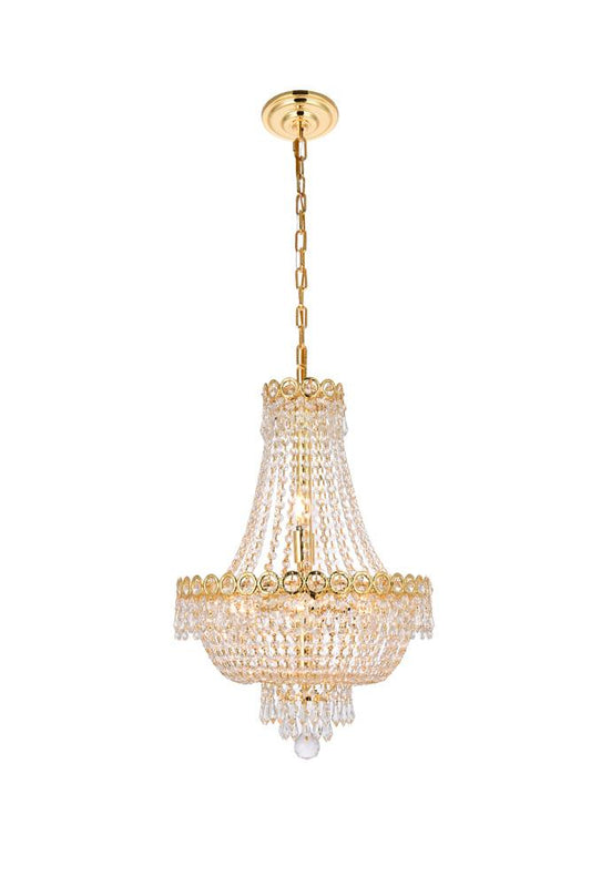 Elegant Furniture & Lighting - Century 8 light Gold Pendant Clear Royal Cut Crystal - V1900D16G/RC veiw 1