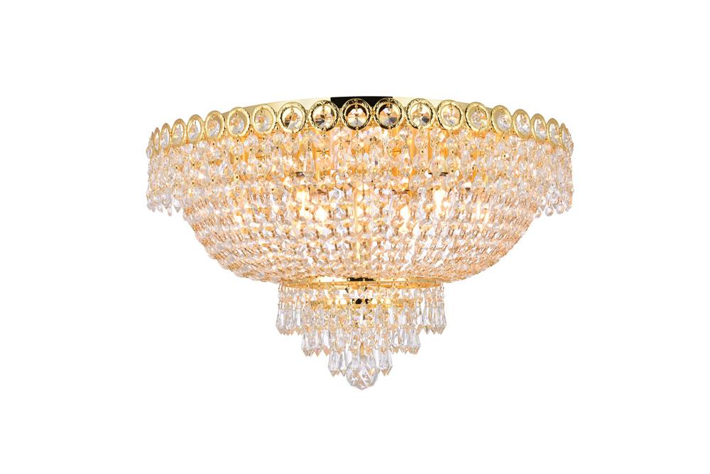 Elegant Furniture & Lighting - Century 9 light Gold Flush Mount Clear Royal Cut Crystal - V1900F20G/RC veiw 1