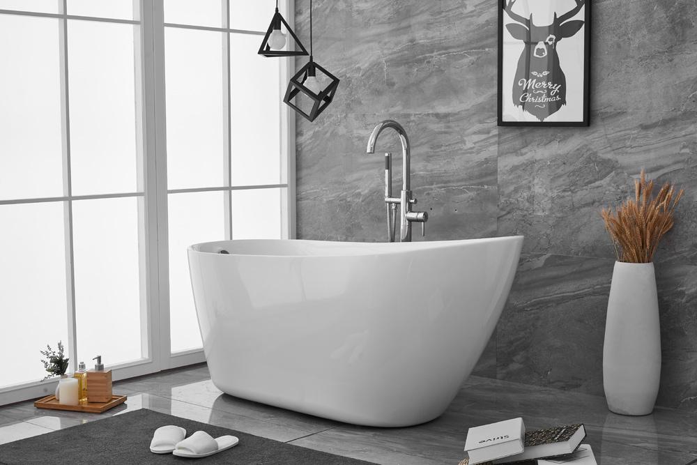 Elegant Furniture & Lighting - Chantal 59 inch soaking Single slipper bathtub in glossy white - BT10859GW veiw 7