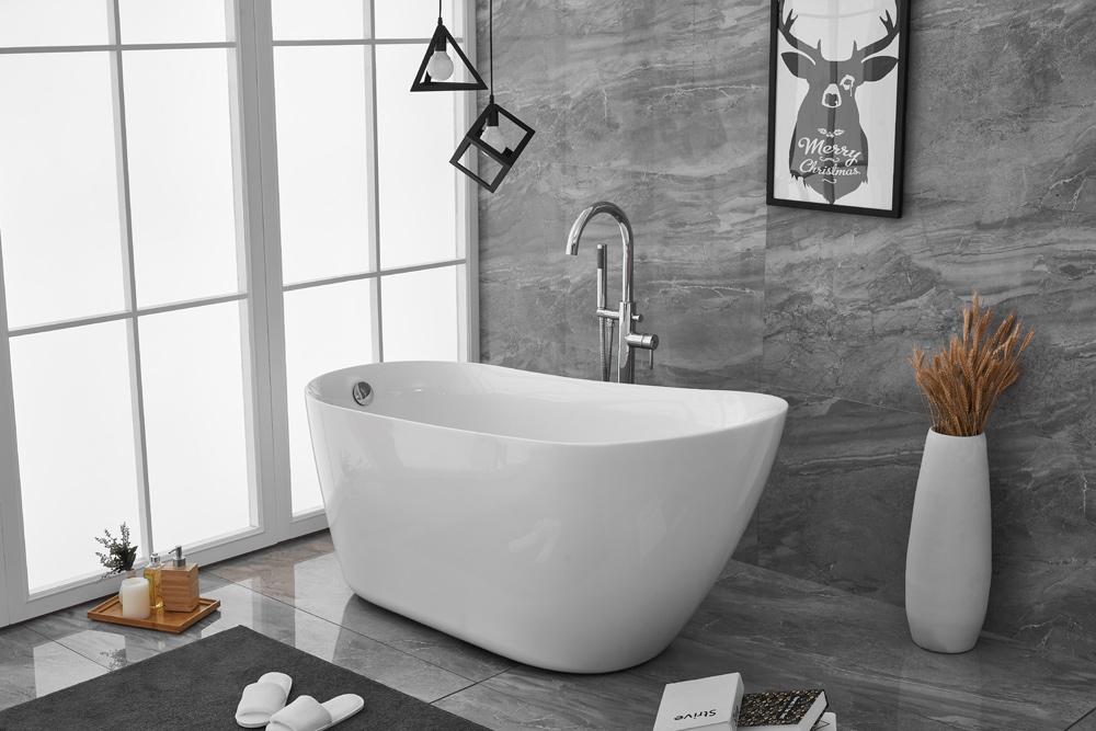 Elegant Furniture & Lighting - Chantal 59 inch soaking Single slipper bathtub in glossy white - BT10859GW veiw 8