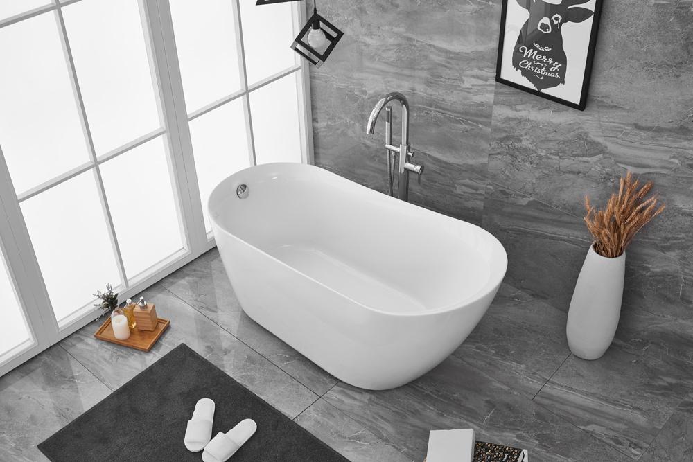 Elegant Furniture & Lighting - Chantal 59 inch soaking Single slipper bathtub in glossy white - BT10859GW veiw 9