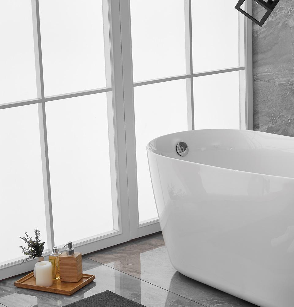Elegant Furniture & Lighting - Chantal 59 inch soaking Single slipper bathtub in glossy white - BT10859GW veiw 11