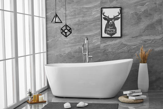 Elegant Furniture & Lighting - Chantal 67 inch soaking Single slipper bathtub in glossy white - BT10867GW veiw 2
