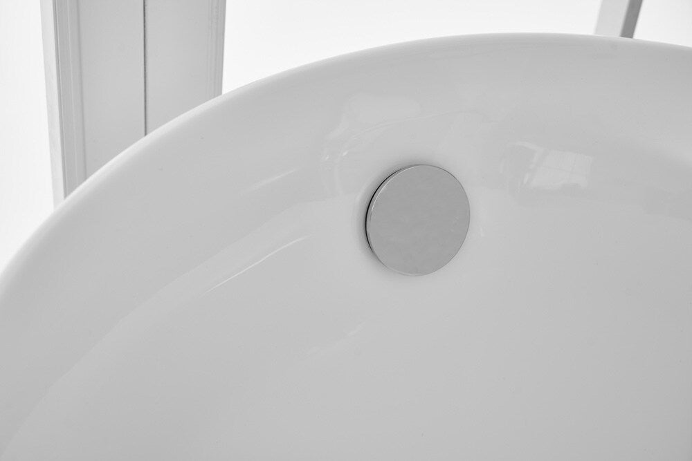 Elegant Furniture & Lighting - Chantal 67 inch soaking Single slipper bathtub in glossy white - BT10867GW veiw 3