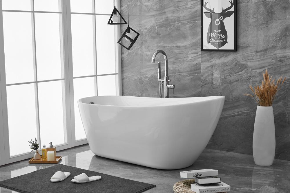 Elegant Furniture & Lighting - Chantal 67 inch soaking Single slipper bathtub in glossy white - BT10867GW veiw 7