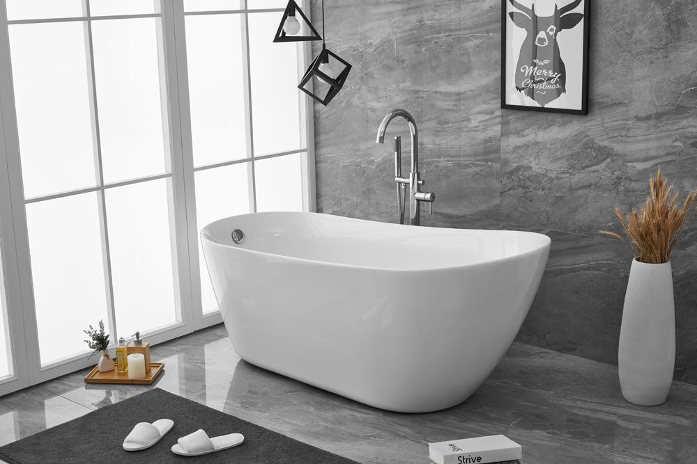 Elegant Furniture & Lighting - Chantal 67 inch soaking Single slipper bathtub in glossy white - BT10867GW veiw 8