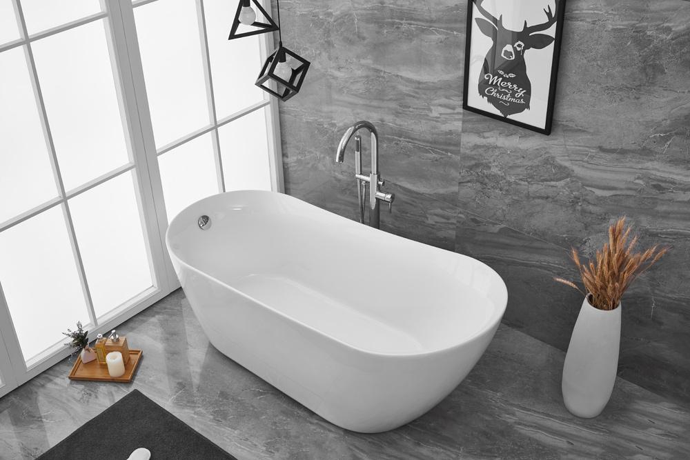 Elegant Furniture & Lighting - Chantal 67 inch soaking Single slipper bathtub in glossy white - BT10867GW veiw 9