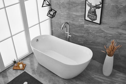 Elegant Furniture & Lighting - Chantal 67 inch soaking Single slipper bathtub in glossy white - BT10867GW veiw 9
