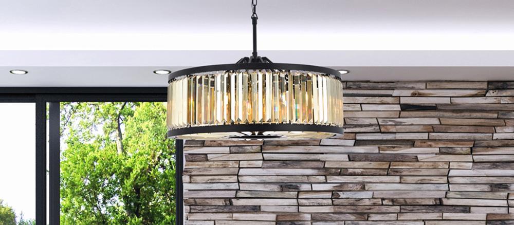 Elegant Furniture & Lighting - Chelsea 10 light Matte Black Chandelier Golden Teak (Smoky) Royal Cut Crystal - 1233D35MB-GT/RC veiw 1