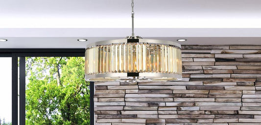 Elegant Furniture & Lighting - Chelsea 10 light polished nickel Chandelier Golden Teak (Smoky) Royal Cut Crystal - 1233D35PN-GT/RC veiw 1