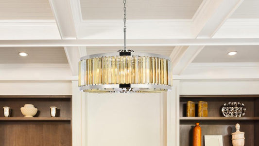 Elegant Furniture & Lighting - Chelsea 10 light polished nickel Chandelier Golden Teak (Smoky) Royal Cut Crystal - 1203D35PN-GT/RC veiw 1