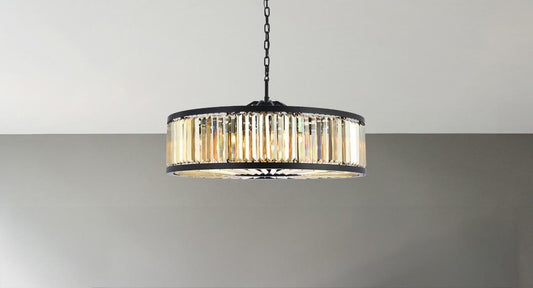 Elegant Furniture & Lighting - Chelsea 10 light Matte Black Chandelier Golden Teak (Smoky) Royal Cut Crystal - 1233G43MB-GT/RC veiw 1