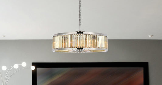 Elegant Furniture & Lighting - Chelsea 10 light polished nickel Chandelier Golden Teak (Smoky) Royal Cut Crystal - 1233G43PN-GT/RC veiw 1