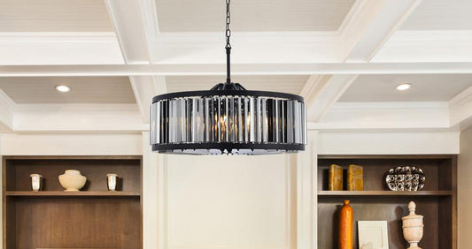 Elegant Furniture & Lighting - Chelsea 10 light Matte Black Chandelier Silver Shade (Grey) Royal Cut Crystal - 1203D35MB-SS/RC veiw 1