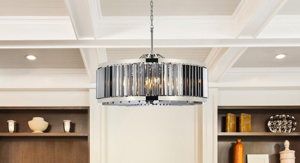 Elegant Furniture & Lighting - Chelsea 10 light polished nickel Chandelier Silver Shade (Grey) Royal Cut Crystal - 1203D35PN-SS/RC veiw 1
