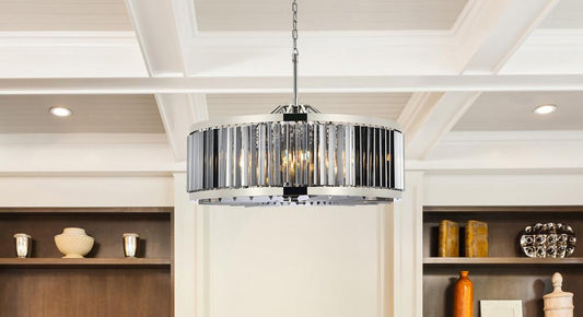 Elegant Furniture & Lighting - Chelsea 10 light polished nickel Chandelier Silver Shade (Grey) Royal Cut Crystal - 1203D35PN-SS/RC veiw 1