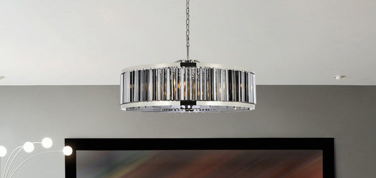Elegant Furniture & Lighting - Chelsea 10 light polished nickel Chandelier Silver Shade (Grey) Royal Cut Crystal - 1203G43PN-SS/RC veiw 1