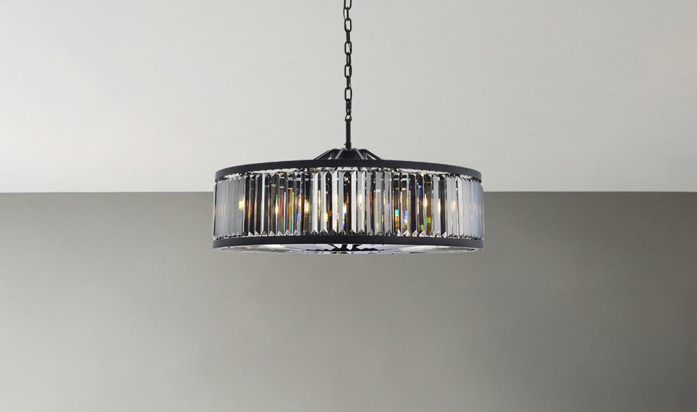 Elegant Furniture & Lighting - Chelsea 10 light Matte Black Chandelier Silver Shade (Grey) Royal Cut Crystal - 1233G43MB-SS/RC veiw 1