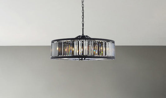 Elegant Furniture & Lighting - Chelsea 10 light Matte Black Chandelier Silver Shade (Grey) Royal Cut Crystal - 1233G43MB-SS/RC veiw 1