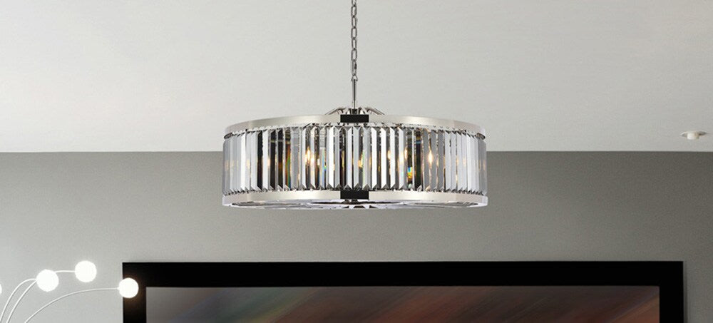 Elegant Furniture & Lighting - Chelsea 10 light polished nickel Chandelier Silver Shade (Grey) Royal Cut Crystal - 1233G43PN-SS/RC veiw 1