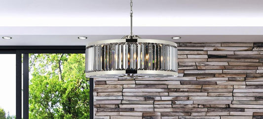 Elegant Furniture & Lighting - Chelsea 10 light polished nickel Chandelier Silver Shade (Grey) Royal Cut Crystal - 1233D35PN-SS/RC veiw 1