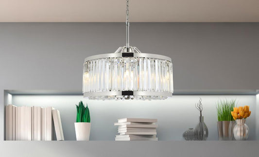 Elegant Furniture & Lighting - Chelsea 8 light polished nickel Chandelier Clear Royal Cut Crystal - 1203D28PN/RC veiw 1