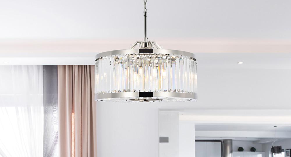 Elegant Furniture & Lighting - Chelsea 8 light polished nickel Chandelier Clear Royal Cut Crystal - 1233D28PN/RC veiw 1