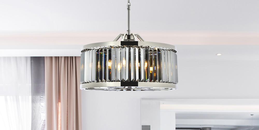 Elegant Furniture & Lighting - Chelsea 8 light polished nickel Chandelier Silver Shade (Grey) Royal Cut Crystal - 1233D28PN-SS/RC veiw 1