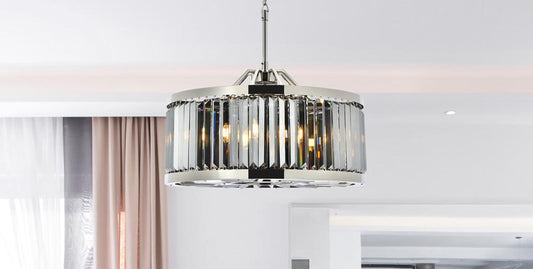 Elegant Furniture & Lighting - Chelsea 8 light polished nickel Chandelier Silver Shade (Grey) Royal Cut Crystal - 1233D28PN-SS/RC veiw 1