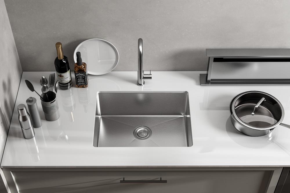 Elegant Furniture & Lighting - Chester Stainless Steel undermount kitchen sink L23 x W18 x H10in - SK10123 veiw 2