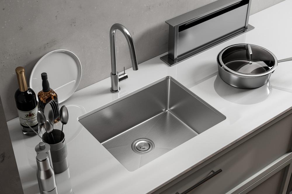 Elegant Furniture & Lighting - Chester Stainless Steel undermount kitchen sink L23 x W18 x H10in - SK10123 veiw 4