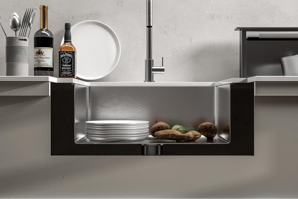 Elegant Furniture & Lighting - Chester Stainless Steel undermount kitchen sink L23 x W18 x H10in - SK10123 veiw 6