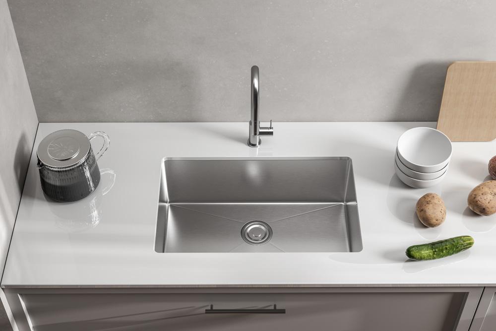 Elegant Furniture & Lighting - Chester Stainless Steel undermount kitchen sink L27x W18 x H10in - SK10127 veiw 2