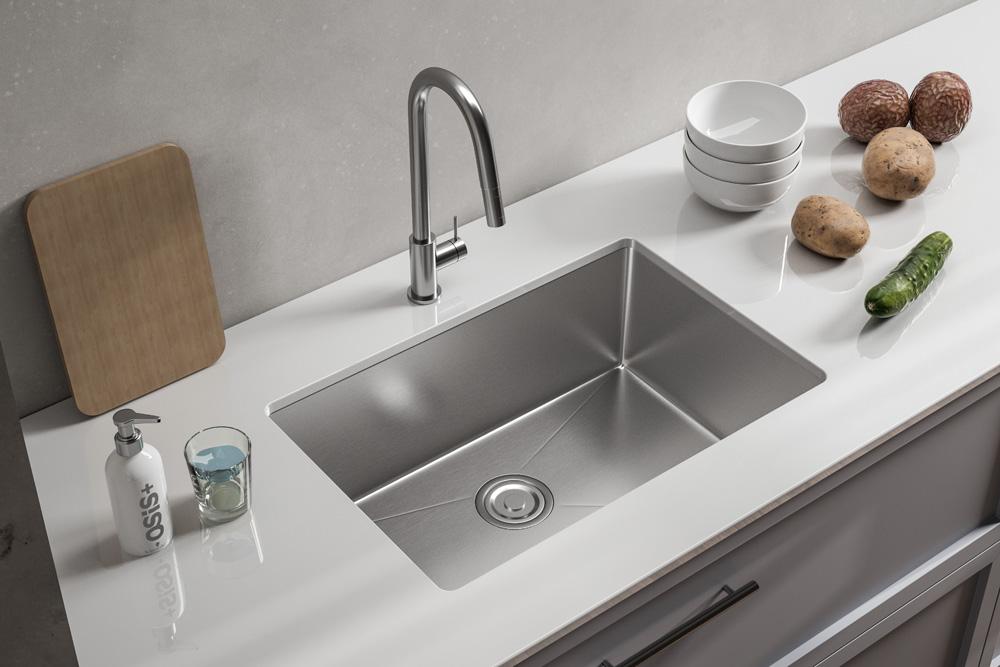 Elegant Furniture & Lighting - Chester Stainless Steel undermount kitchen sink L27x W18 x H10in - SK10127 veiw 4