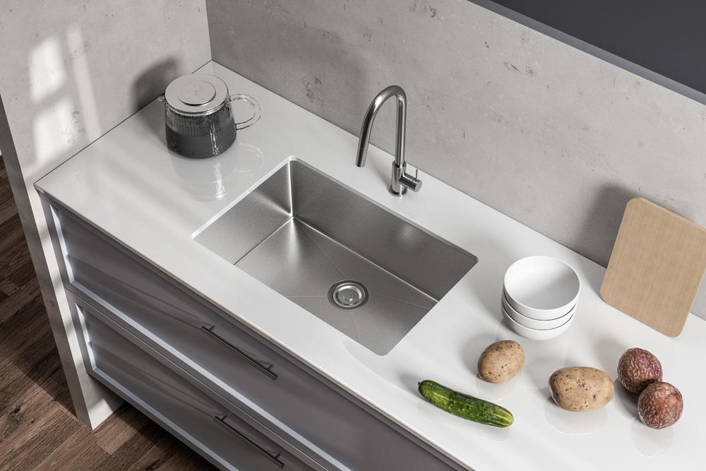 Elegant Furniture & Lighting - Chester Stainless Steel undermount kitchen sink L27x W18 x H10in - SK10127 veiw 5