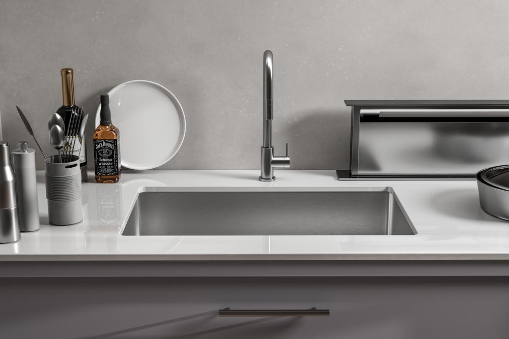 Elegant Furniture & Lighting - Chester Stainless Steel undermount kitchen sink L30xW18 x H10in - SK10130 veiw 3