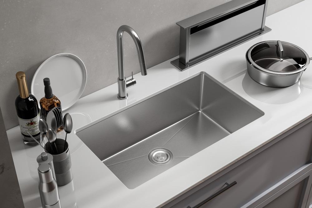 Elegant Furniture & Lighting - Chester Stainless Steel undermount kitchen sink L30xW18 x H10in - SK10130 veiw 5