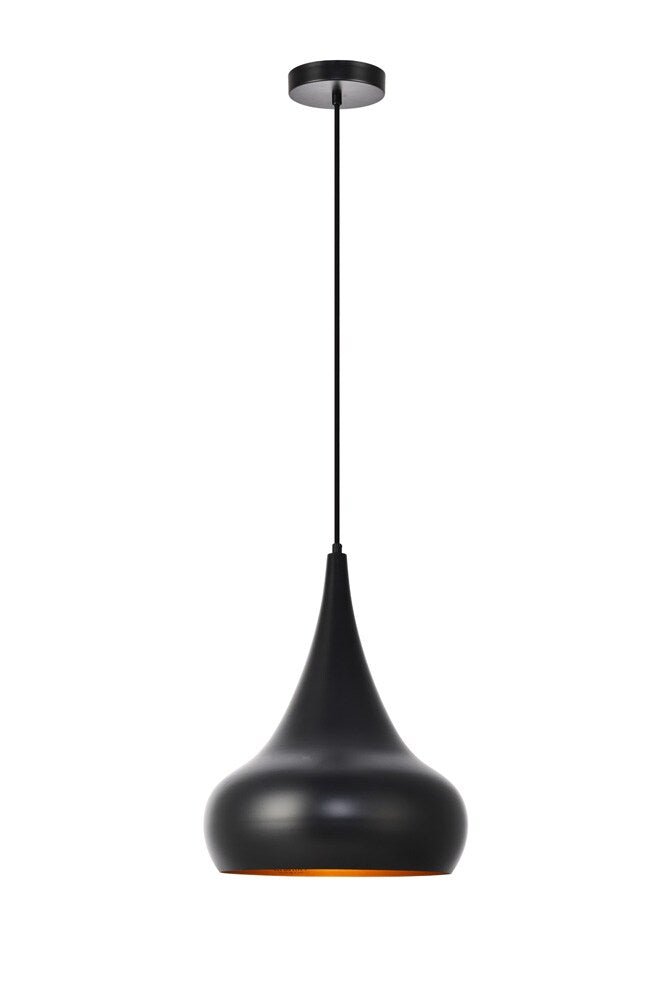 Elegant Furniture & Lighting - Circa Pendant D11.5in H15in Lt:1 Black Finish - LDPD2047 veiw 1