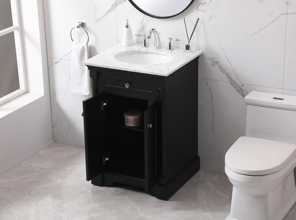 Elegant Furniture & Lighting - Clarence 24 inch Single bathroom vanity set in black - VF53024BK veiw 4