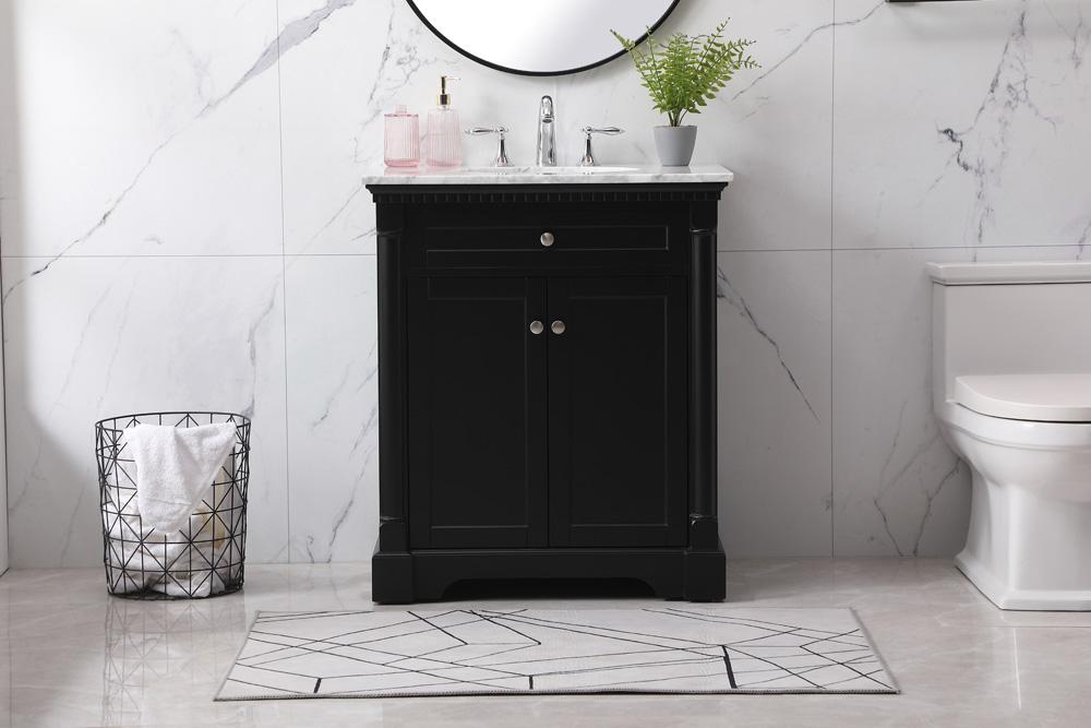 Elegant Furniture & Lighting - Clarence 30 inch Single bathroom vanity set in black - VF53030BK veiw 2