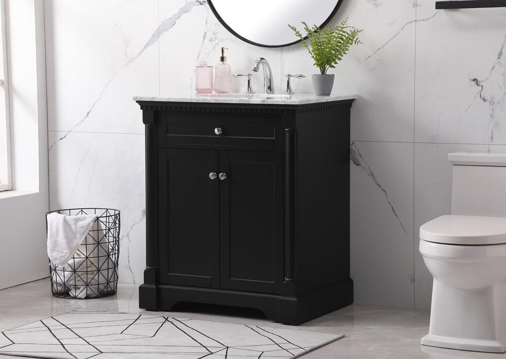 Elegant Furniture & Lighting - Clarence 30 inch Single bathroom vanity set in black - VF53030BK veiw 3