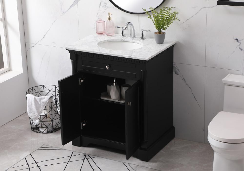 Elegant Furniture & Lighting - Clarence 30 inch Single bathroom vanity set in black - VF53030BK veiw 4