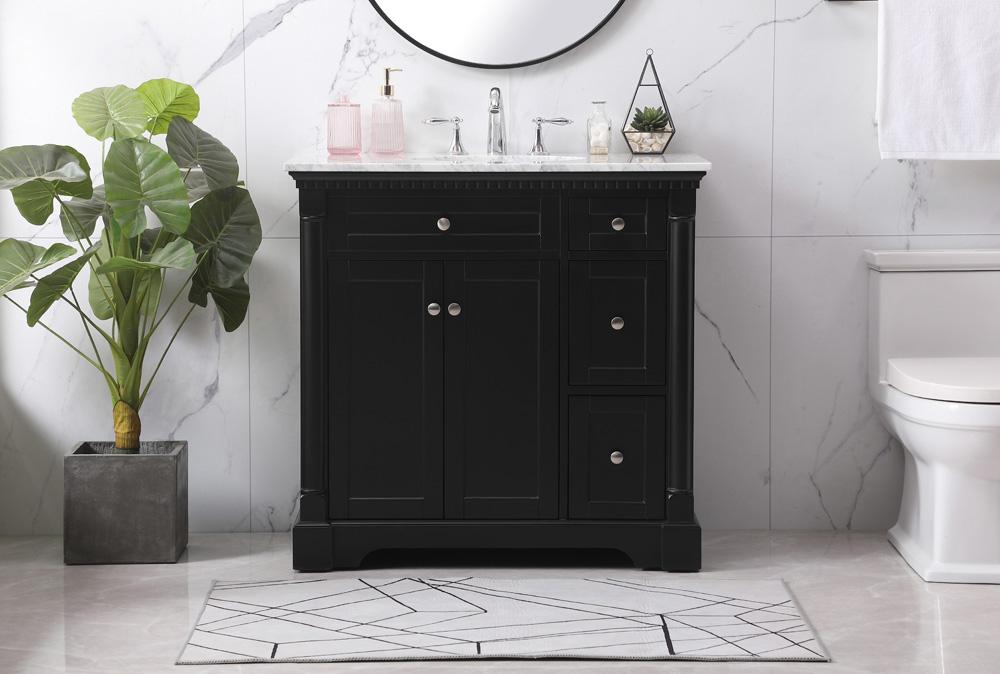 Elegant Furniture & Lighting - Clarence 36 inch Single bathroom vanity set in black - VF53036BK veiw 2